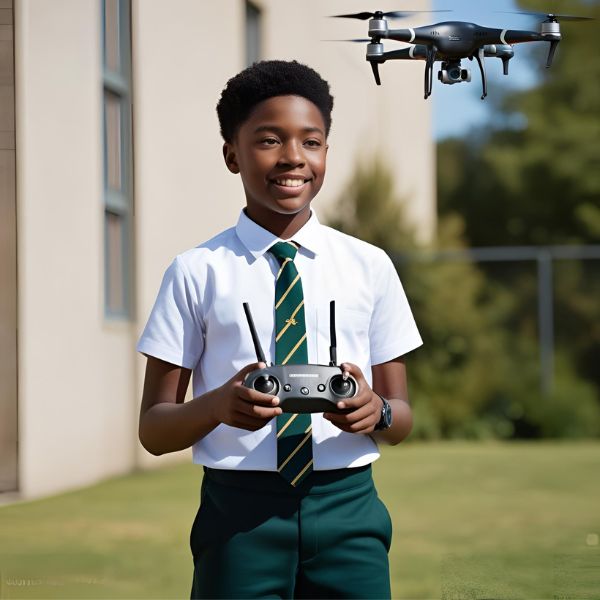 student with UAV